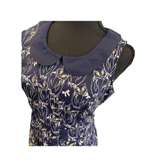 Yumi White and Blue Owl Print Dress - Picture 2 of 4